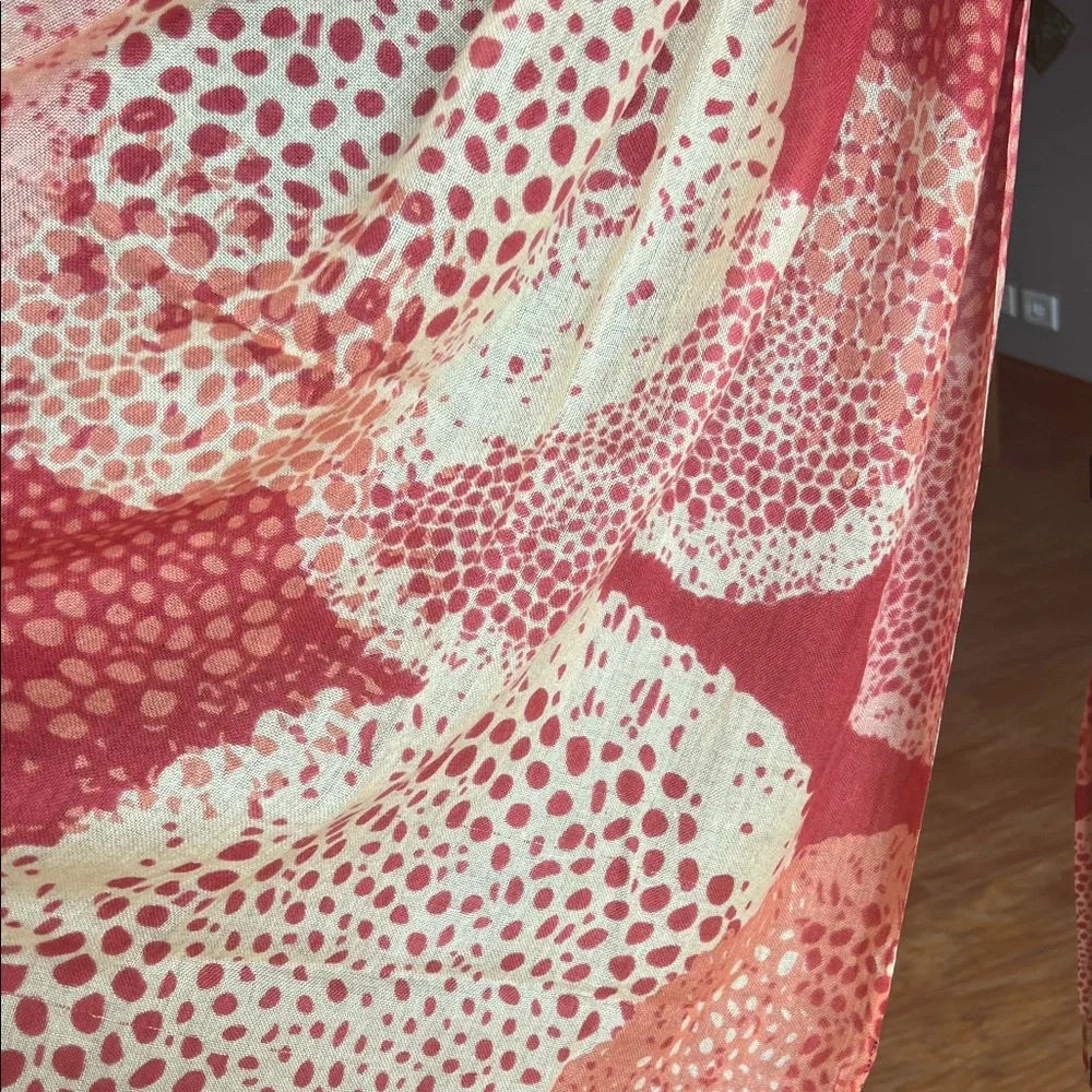 Elegant Coral and Cream Patterned Shawl